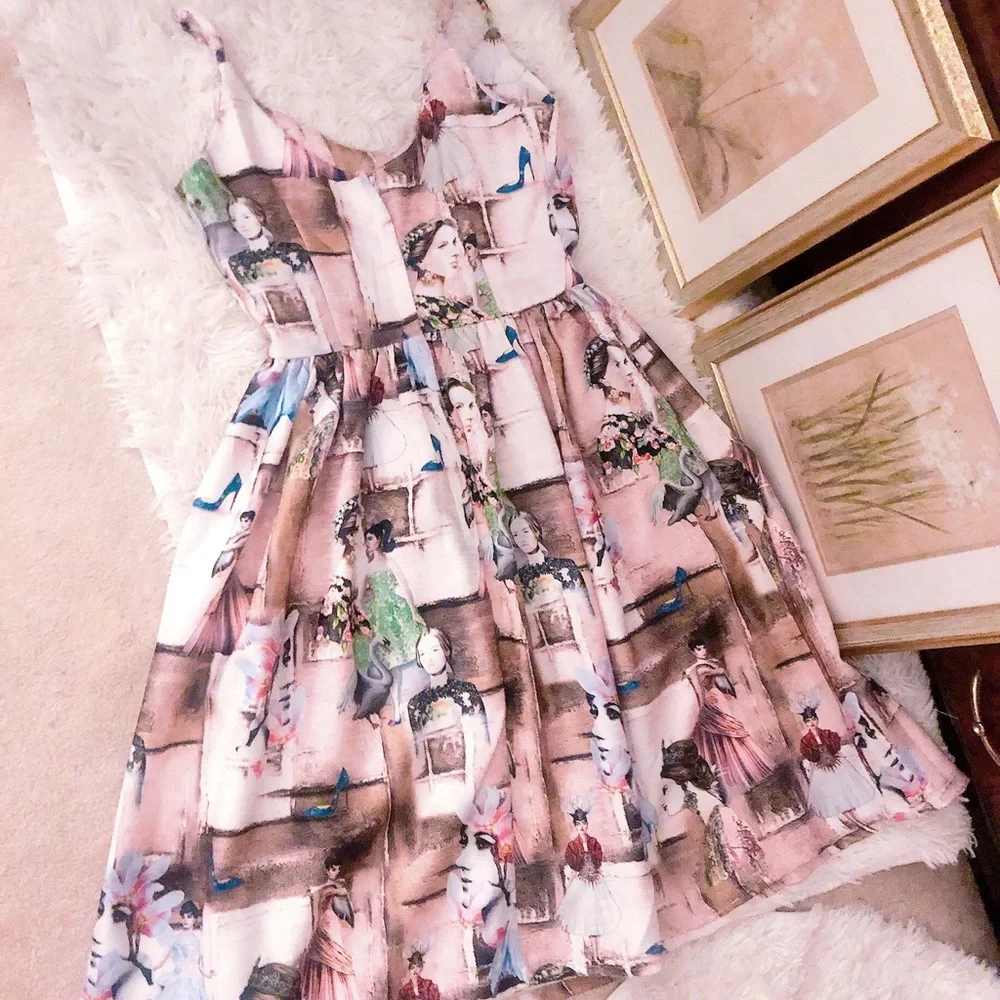 Super rare Tatyana Leading Ladies of Film Novelty Print Dress - Picture 9 of 13